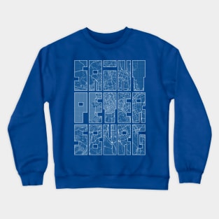 Saint Petersburg, Russia City Map Typography - Blueprint Crewneck Sweatshirt